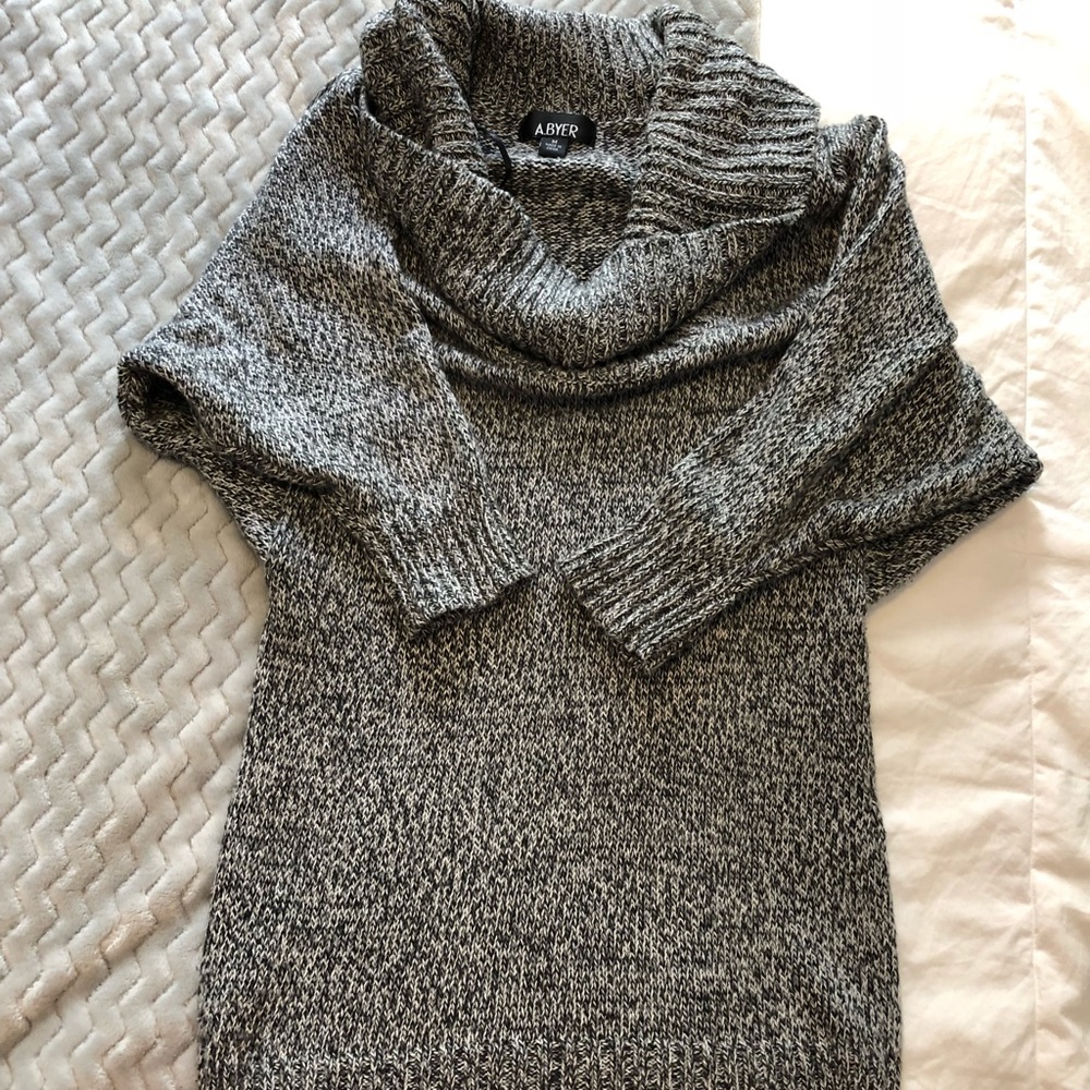 Grey sweater dress.